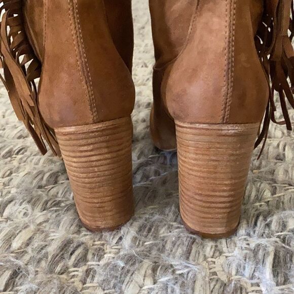 Free People Wild Rose Western Slouch Boot with Fringes Brown Suede EU 39 US 8.5 - Picture 6 of 9